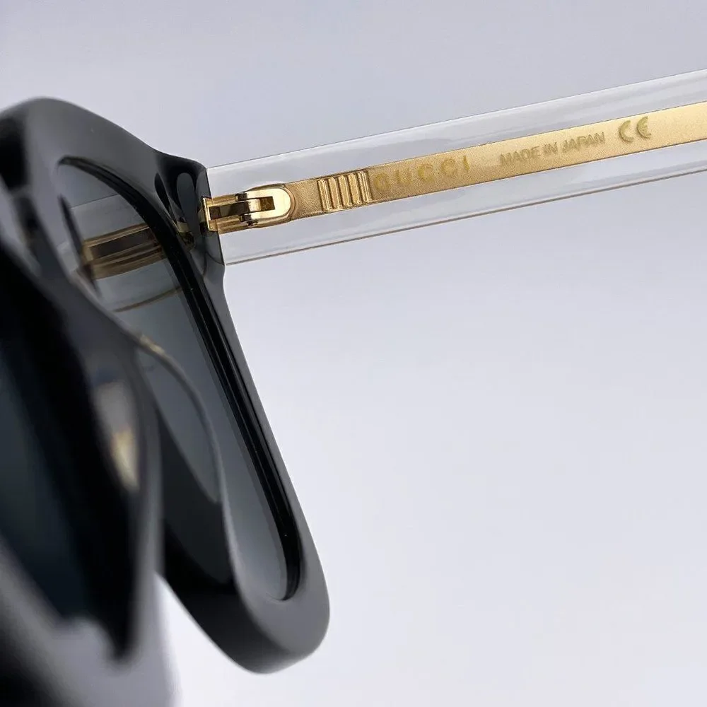 NEW Gucci Sunglasses GG0564SN 001 Cat Eye Crystal Gold Black Grey
